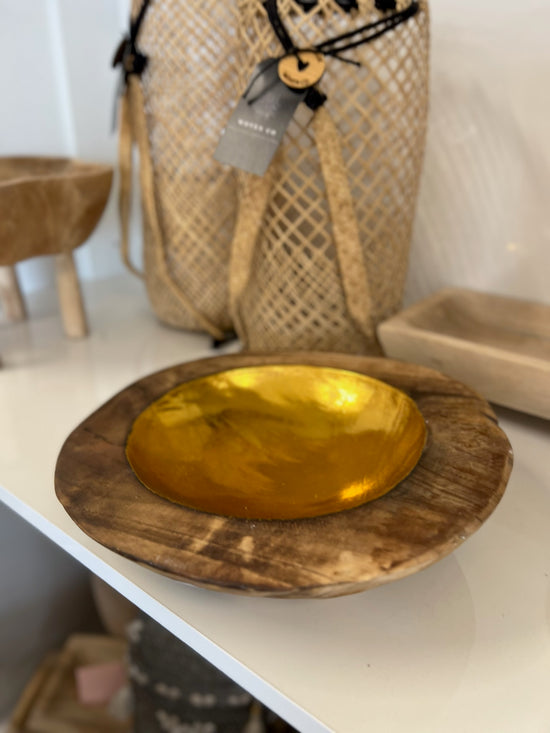 Golden wood bowl