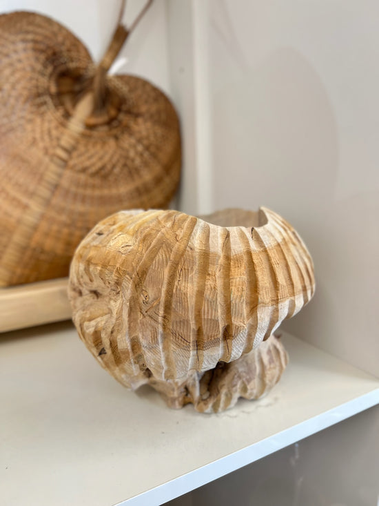 Raw carved wooden bowl