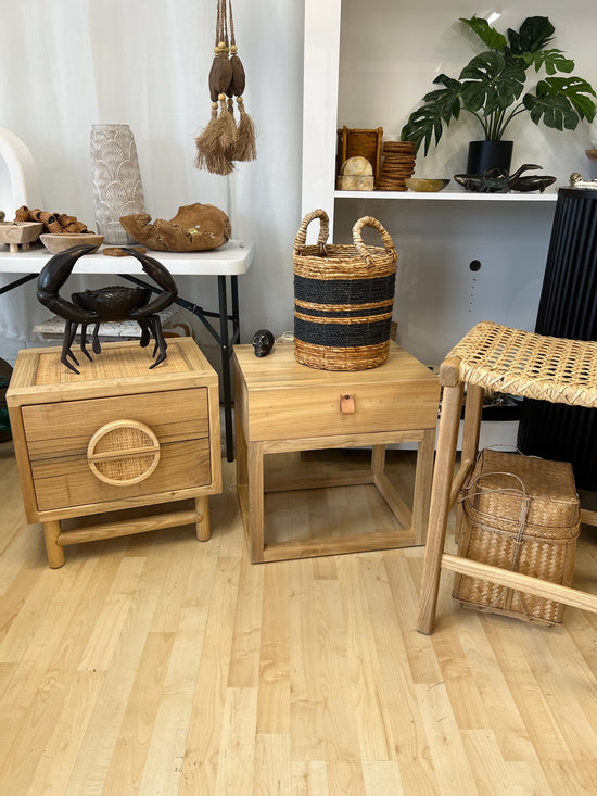 Leather Strap Bed Side Table