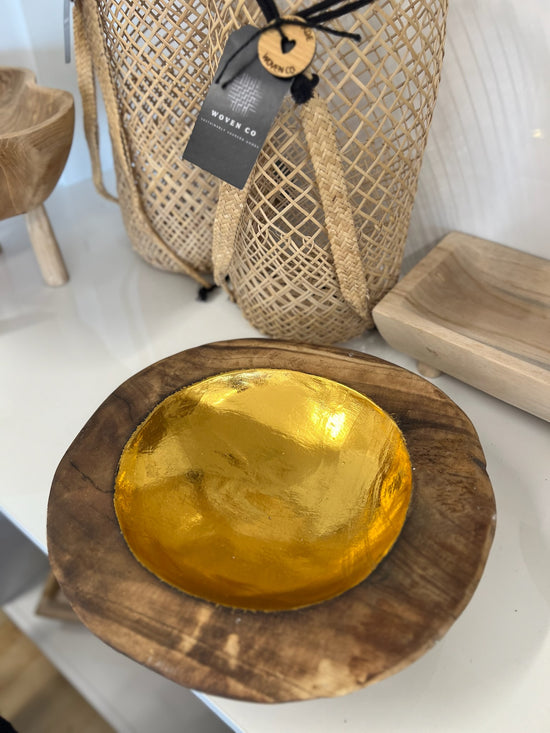 Golden wood bowl