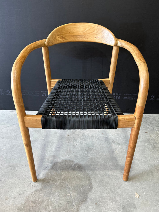 Curved Timber & Black Dining chair