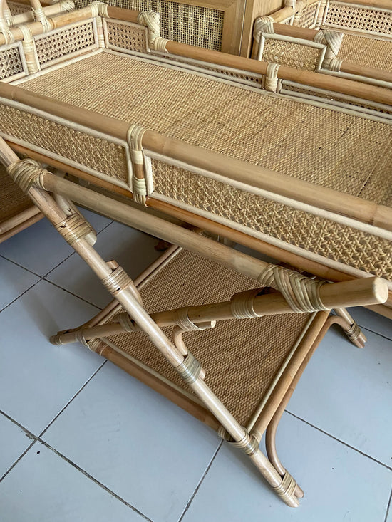 Large Rattan Drinks Tray with Stand