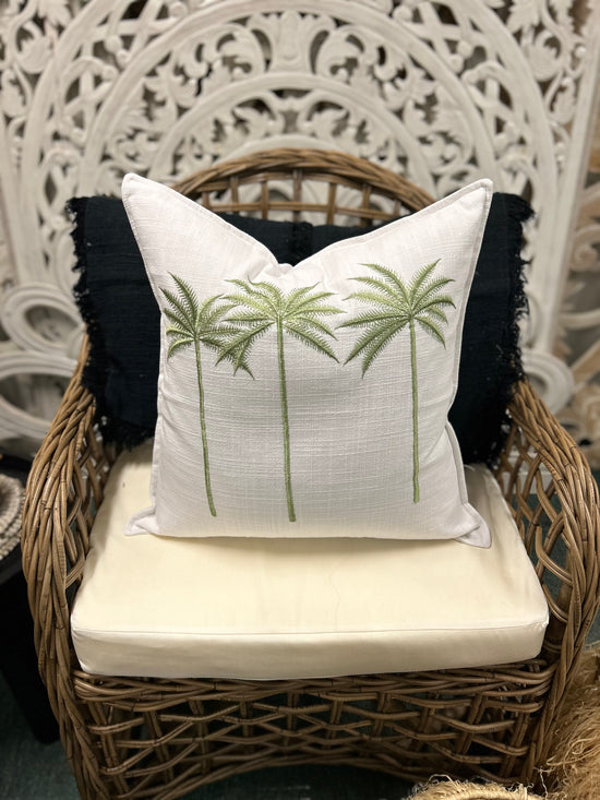 White Cushion with Green Palms Selection