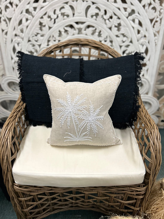 Natural Cushion with White Palm