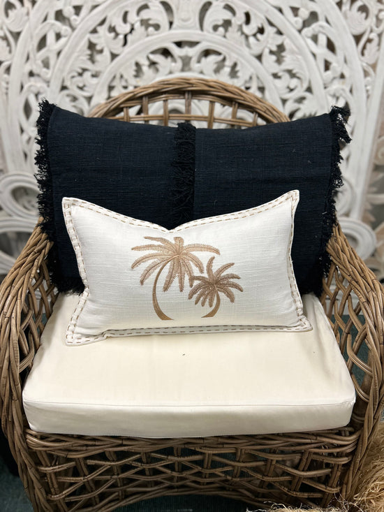 White cushion with Bronze Palm selection