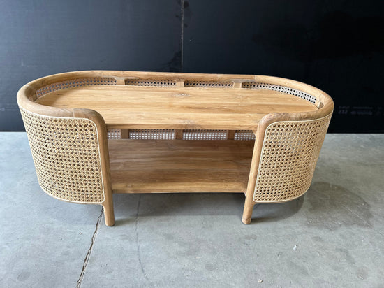 Teak Rattan Table